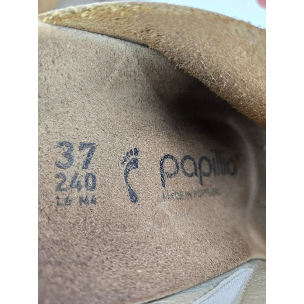 Papillio by Birkenstock Namica Suede Wedge Sandals Taupe Rivet EU 37 US 6 6.5